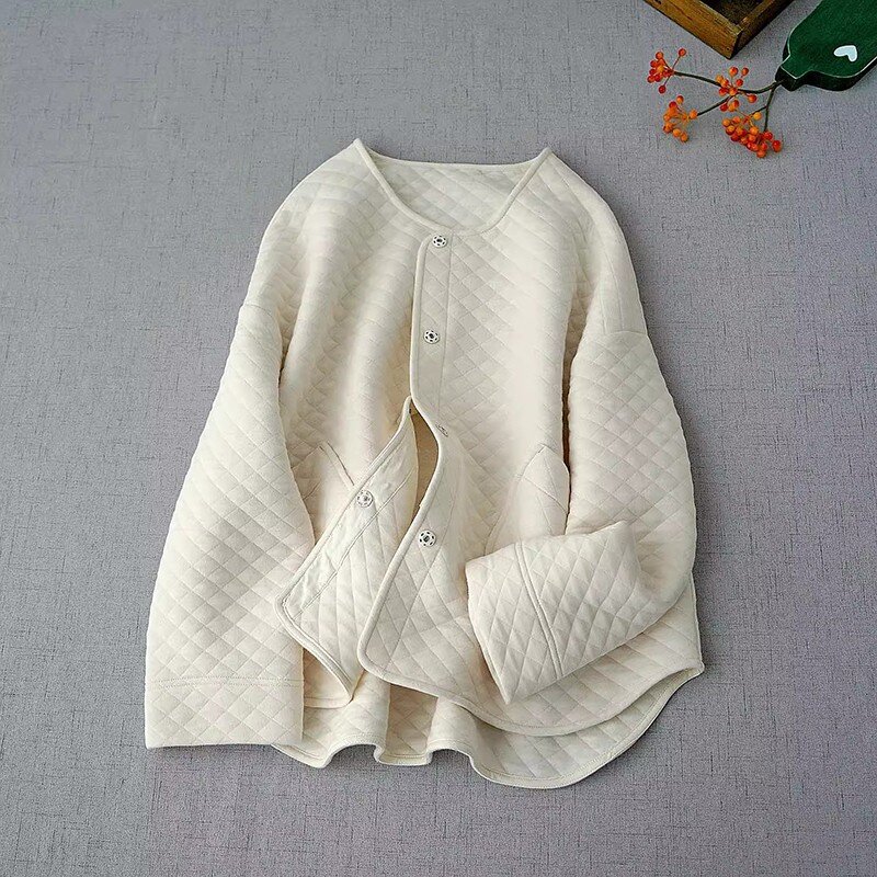 Chaqueta de algodón de manga larga para mujer, abrigo informal con cuello redondo y botonadura única, combina con todo, novedad de otoño e invierno, V828, 2023