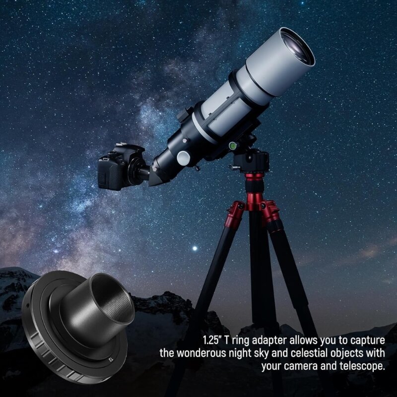 Telescopio 1,25 pulgadas, conector rosca M42, adaptador anillo en T para cámaras 35mm