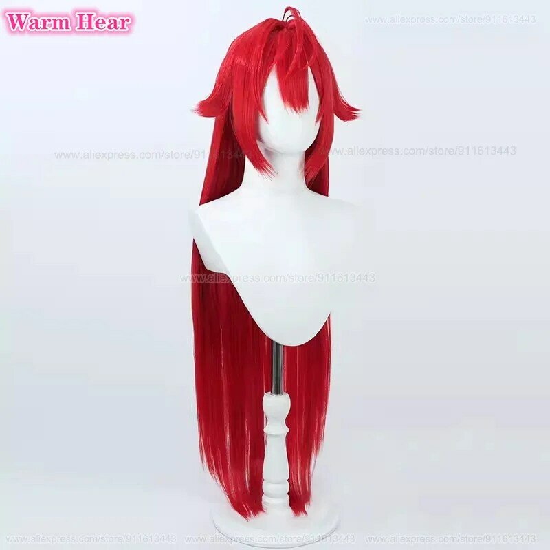 High Quality Red Ash Cosplay Wig Game Long 100cm Red Cosplay Anime Wig Heat Resistant Hair Halloween Party Woman Wigs + Wig Cap
