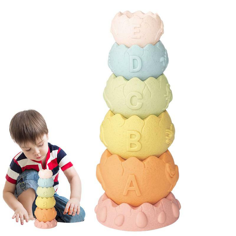 Układanie zabawek do nauki wieża do układania układarka zabawki Montessori czuciowych bloków do układania w stosy i edukacji zabawka dla dzieci
