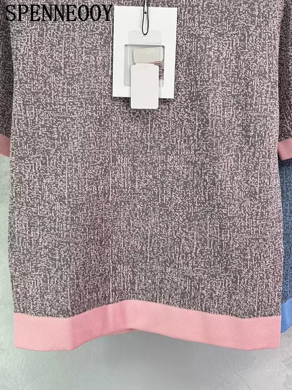 Modedesigner Frühling Sommer Indoor Vintage Casual Pullover Damen O-Ausschnitt lose Kurzarm Strick oberteile