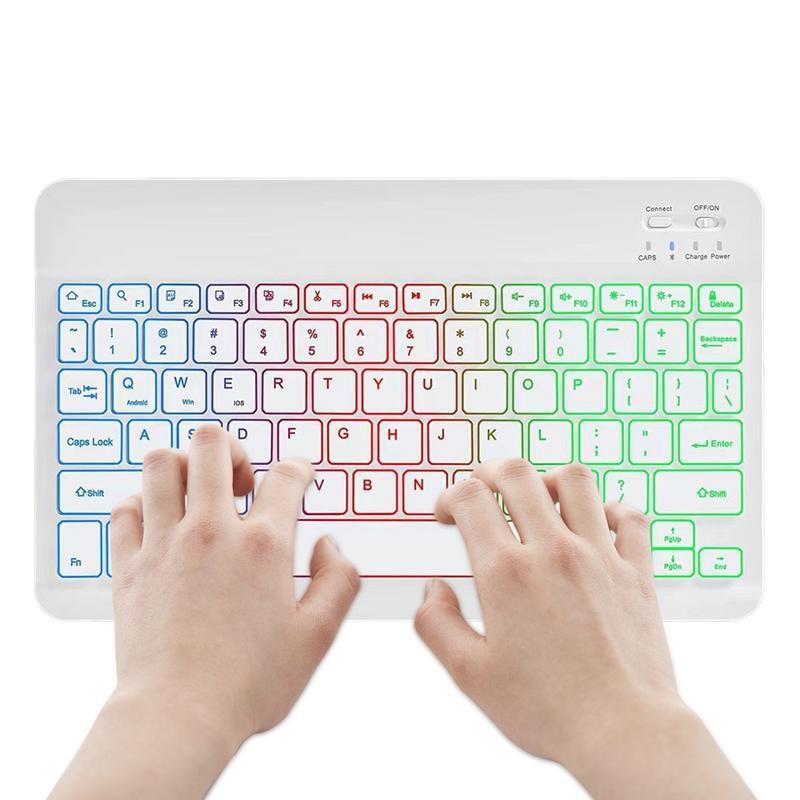 Drahtlose Tastatur für Tablet 10-Zoll-kabellose Tablet-BT-Tastaturen ultra flache bunte Multi-Geräte-Tastatur für PC-Tablet