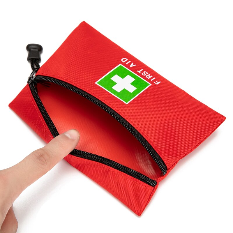 Red Emergency Bag First Aid Bag Small Empty Travel Rescue Pouch Medicine Pocket Bag for Car Home Office Kitchen Sports Hiking