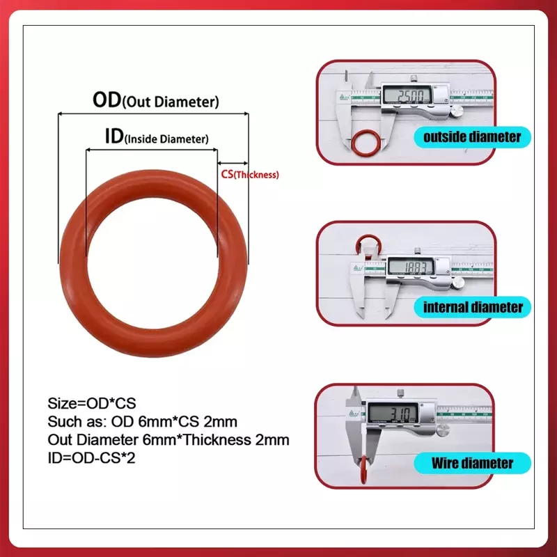 CS 1/1.5/2.0/2.4/3.1 silikonowe podkładka uszczelniająca o-ring czerwone uszczelki hydrauliczne VMQ O-Ring olejoodporny zestaw do przechowywania w wysokiej temperaturze