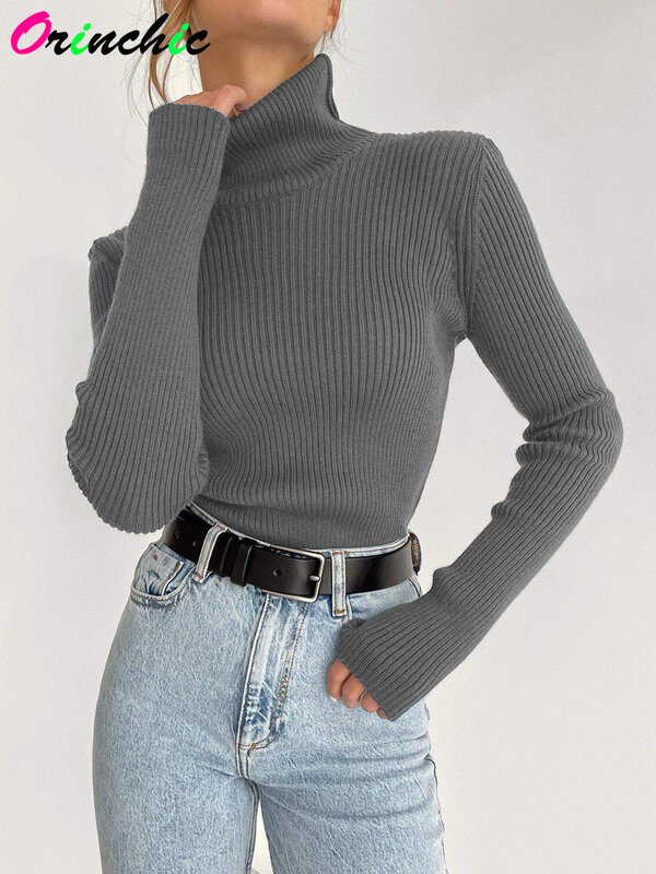 Addensare le donne maglioni a collo alto autunno inverno top Slim donna Pullover maglione lavorato a maglia maglione morbido caldo Pull muslimex