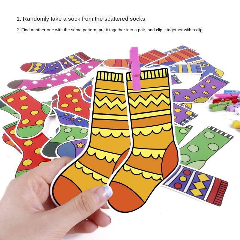 Montessori Material Matching Games for Toddlers, Matching Colors Socks, Early Educational Learning Toys, Pré-escolar Ensino Aids, Brinquedos DIY
