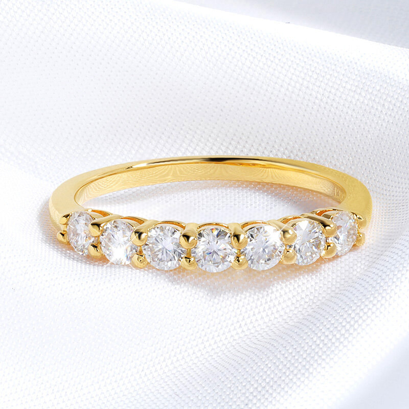 Smyoue 0.7CT 3มม.อัญมณี Moissanite แหวน S925เงินการจับคู่เพชรแต่งงานวงแหวนสีขาวทองของขวัญ
