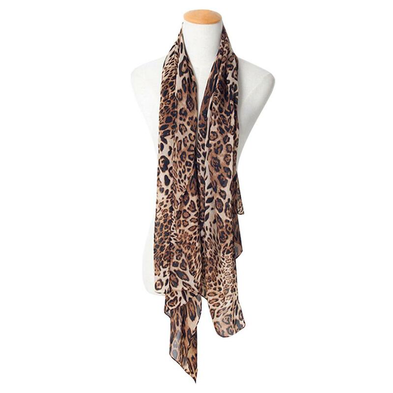 Sciarpa Vintage con stampa leopardata sciarpa con scialle in Chiffon morbido moda donna sciarpa con stampa animalier invernale sciarpe con sciarpa leopardata per donna N1Z0