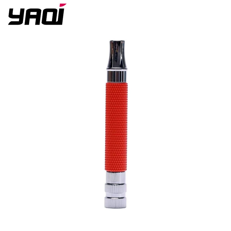 Yaqi-Poignée de rasoir de sécurité en laiton pour homme, orange vif et chrome