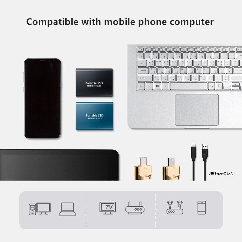Disco rígido externo para laptops e desktops, SSD, USB 3.0, tipo C, 1,8 ", 500GB, 1TB, 2TB