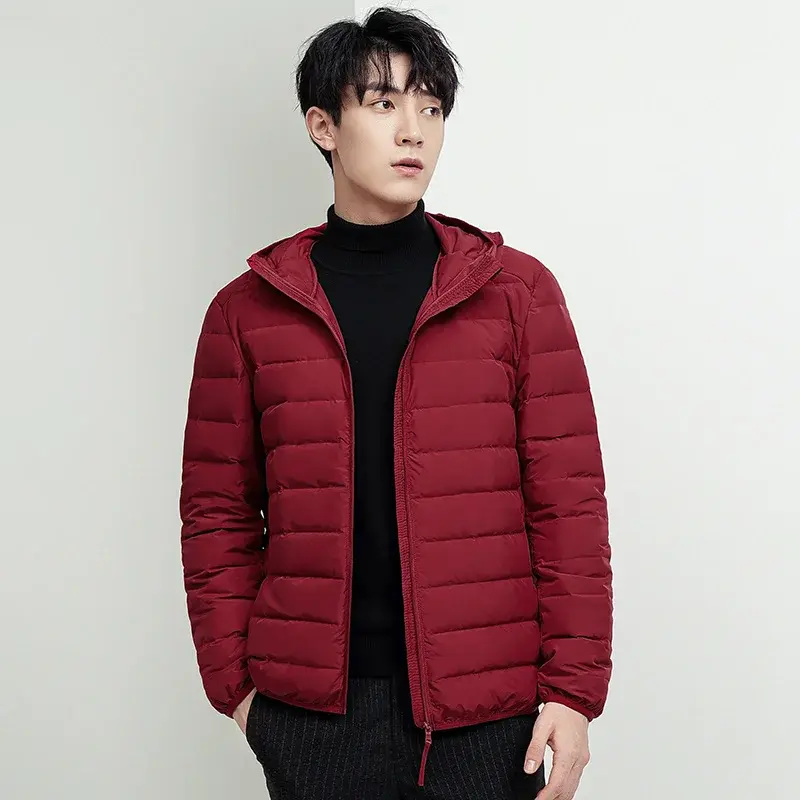Winter Men's Warm Hooded Down Jacket Outdoor Windproof and Versatile Jacket Classic Four-color Casual Men's Striped Jacket