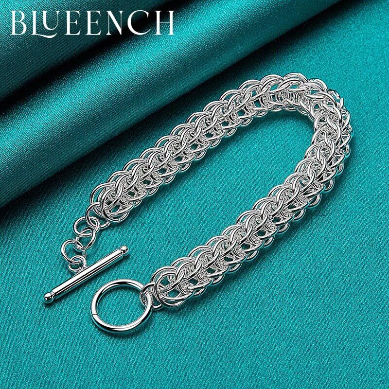 Blueench 925 prata esterlina quilha ot fivela pulseira para mulheres homens hip hop personalidade da moda jóias
