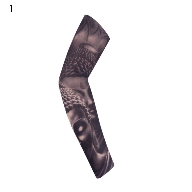 1Pcs Outdoor Cycling Sleeves Elastic Men Fake Temporary Tattoo Sleeves 3D Tattoo Printed Armwarmer UV Protection Ridding Sleeves