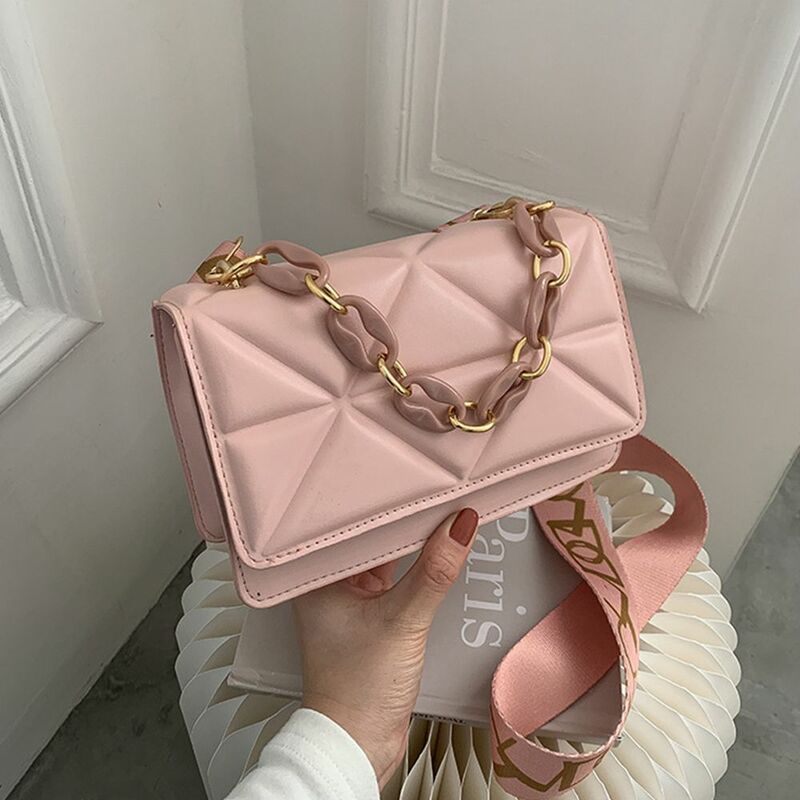 Tas bahu besar musim dingin untuk wanita pola batu kulit PU tas Crossover merek Pink Tote tas rantai dompet dompet dompet