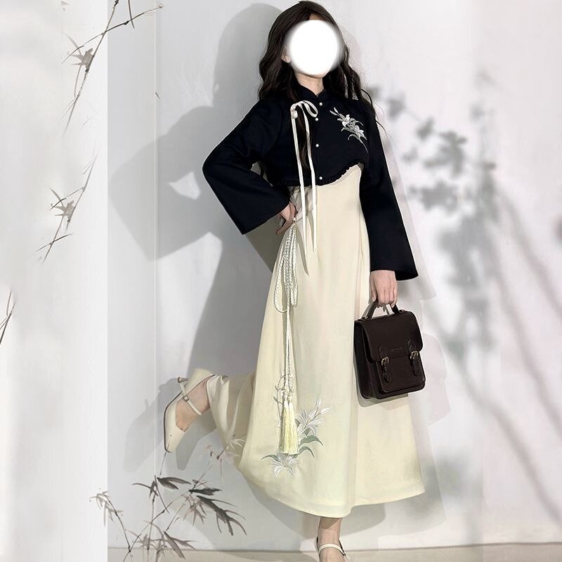 Traje elegante de Hanfu para mujer, conjunto de vestido de abrigo tradicional de Chinoiserie, dulce, 2023