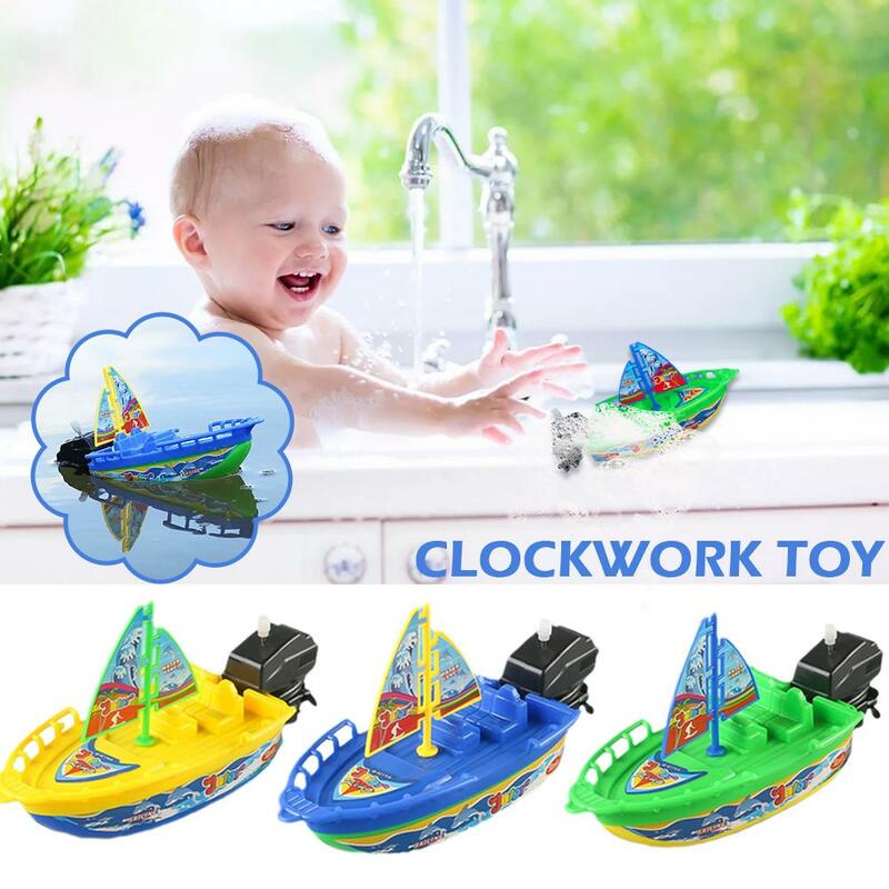 1Pc Kids Speed Boat Ship Winding Up Clockwork Toy Float Up Wind Gifts Shower Children Boat Classic Random Boys Bathtub Wate S7V0
