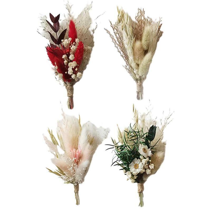Mini ramos de flores secas naturales, pequeño ramo de flores secas naturales, prensa de flores secas, decoración de boda para el hogar, 6 piezas por juego