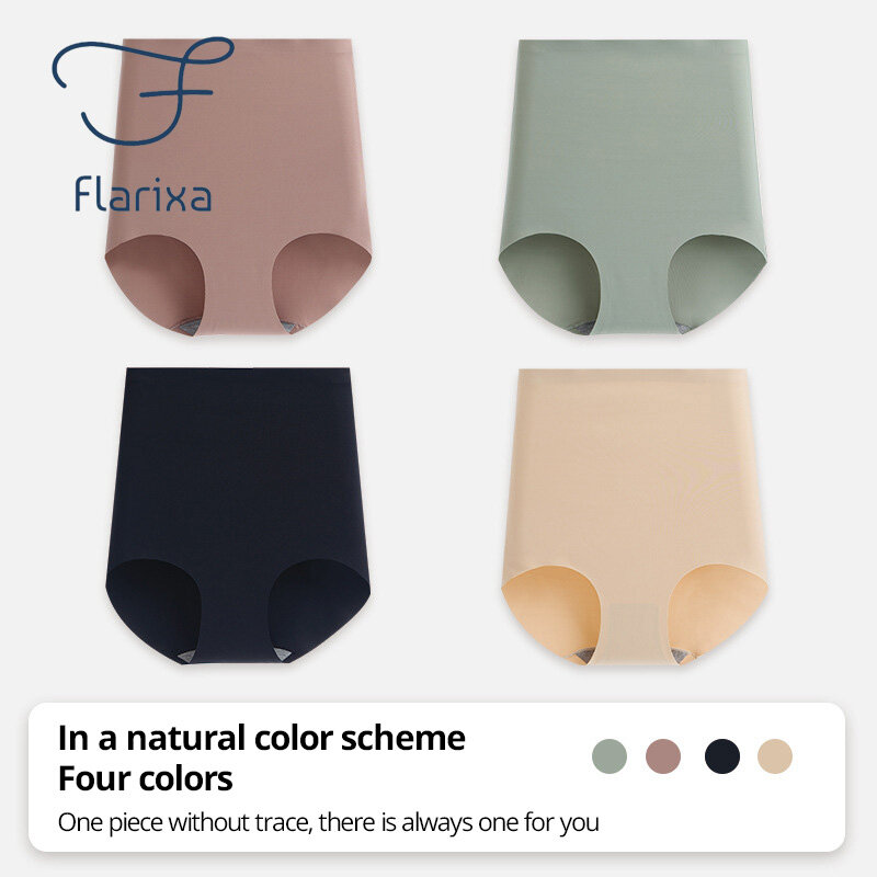 ملابس داخلية من Flarixa عالية الخصر مصنوعة من الحرير الجليدي ملابس داخلية نسائية للتنحيف عند البطن ملابس داخلية بدون خياطة ملابس تحتية شكل الجسم