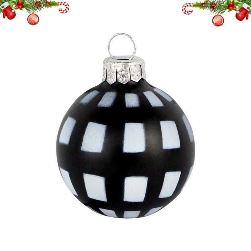 チェックボールデザインクリスマスツリーオーナメント、クリエイティブアートとクラフト用品、黒白と赤