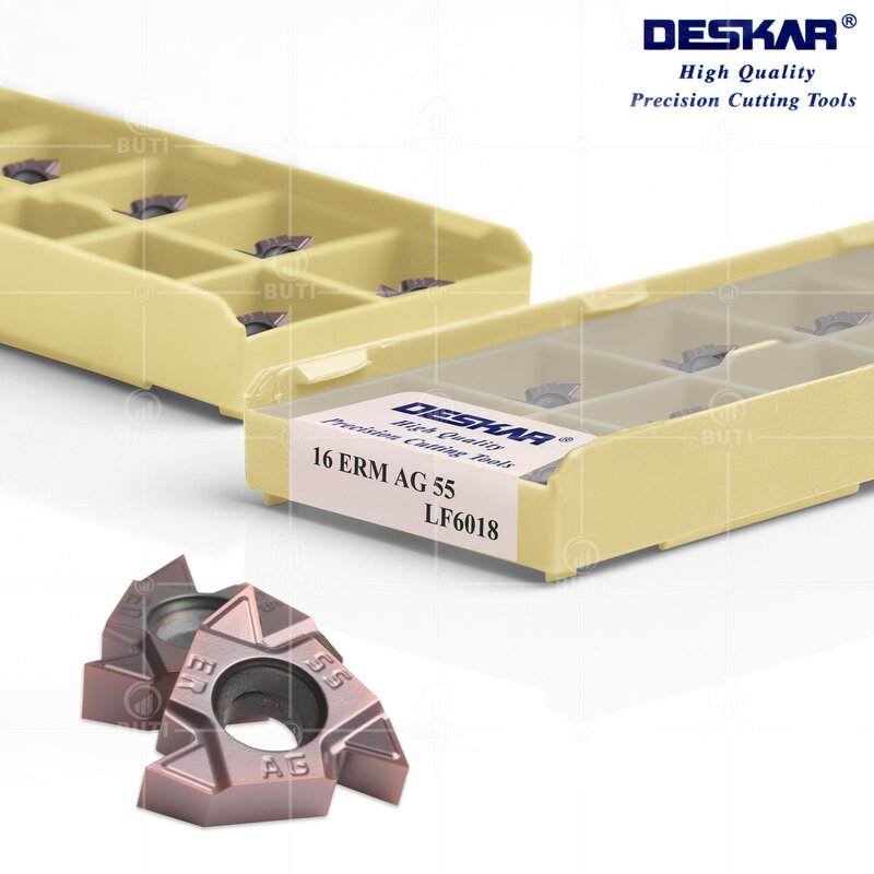 DESKAR-CNC Torno Ferramenta para Aço Inoxidável, Inserção de Carboneto, 16ERM, IRM 1.0 1.5 2.0 2.5 3.0ISO AG55/60 LF6018, 100% Original