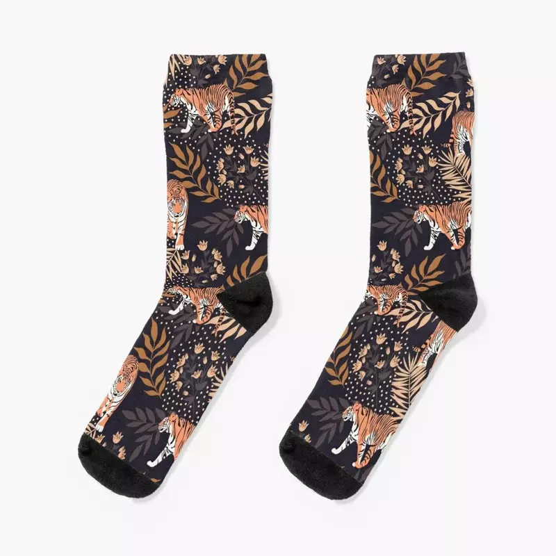 Tigers. Dark blue pattern Socks luxury tennis Socks For Girls Men's