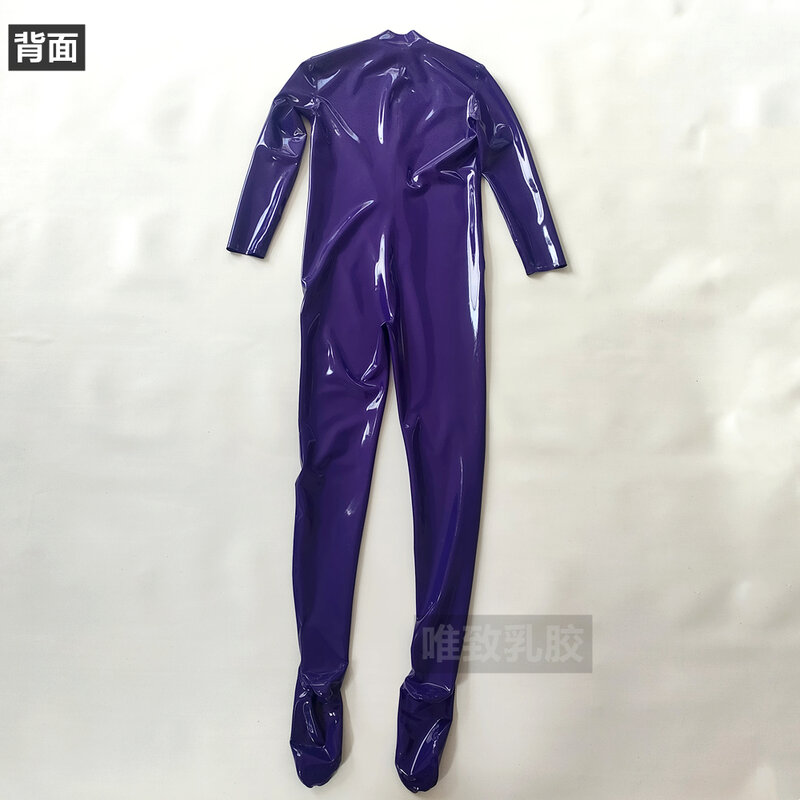 Black Latex Catsuit Open Breast Zentai Rubber Fetish Bodysuit Latex Plus Size Jumpsuit Adult Sexy Costume  w/o Hands Hood