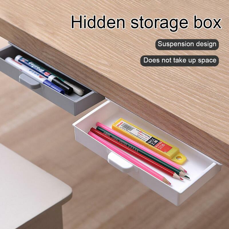 Under Desk Drawer Organizer Desktop Storage Box for Office Pen Holder Adhesive Stationary Container Kitchen Knife