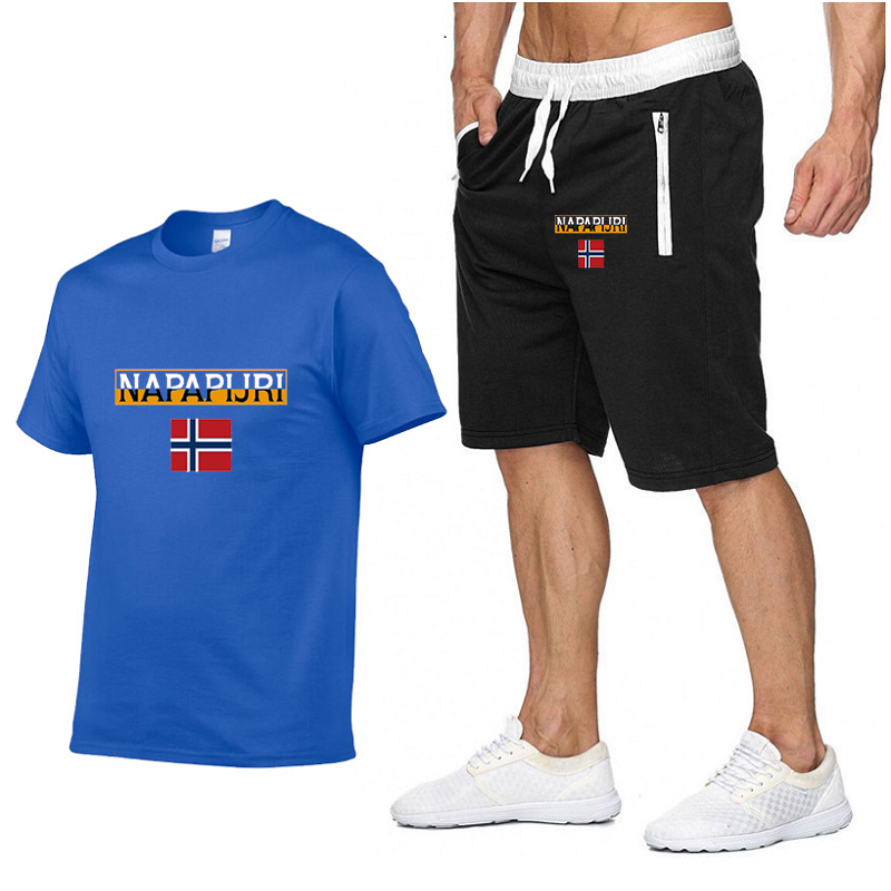 Lato Nowe 100% Bawełna Męskie Koszulki Szorty 2Pcs Zestawy Garnitur Rekreacyjny Odzież Sportowa Siłownia Y2K Dresy Moda Odzież Markowa