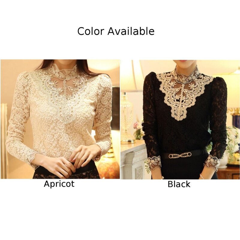 Hollow Shirt Spring Autumn Womens Top Elegant Embroidery Flower Long Sleeve Hollow Out Lace Women Blouse Comfy