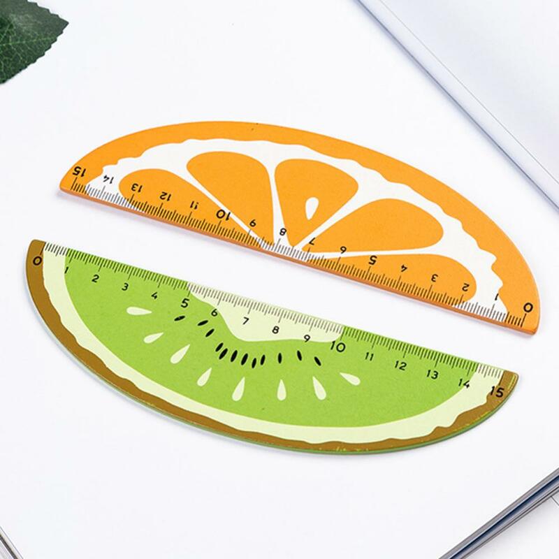 Penggaris lurus alat tulis siswa penggaris plastik semangka oranye Lemon Kiwi lucu