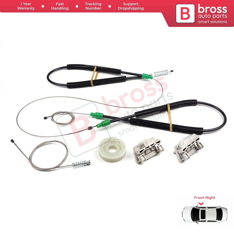 Bross Auto Parts BWR287 Electrical Power Window Regulator Repair Kit Front Right Door for Ford Focus 1998-2005 Made in Turkey