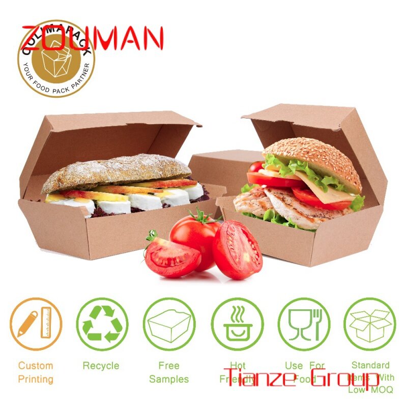 Großer Clam shell Hamburger herausnehmen Karton, Hot Dog Papier verpackungs box