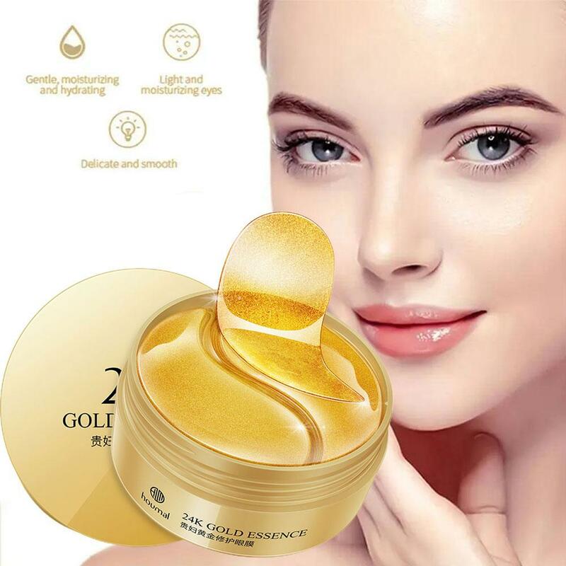 Per HOUMAL Golden Ladies Eye Mask idratante e maschera per gli occhi idratante Diamond Oligopeptide alghe Dual Color C0W9