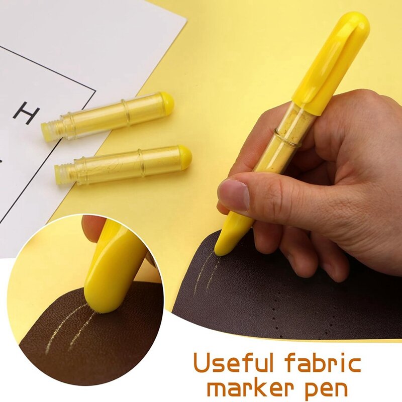 Tecido Chalk Markers para Quilting e Costura, Lápis recarregáveis, Amarelo B, Durável, Costura Chalk Marker