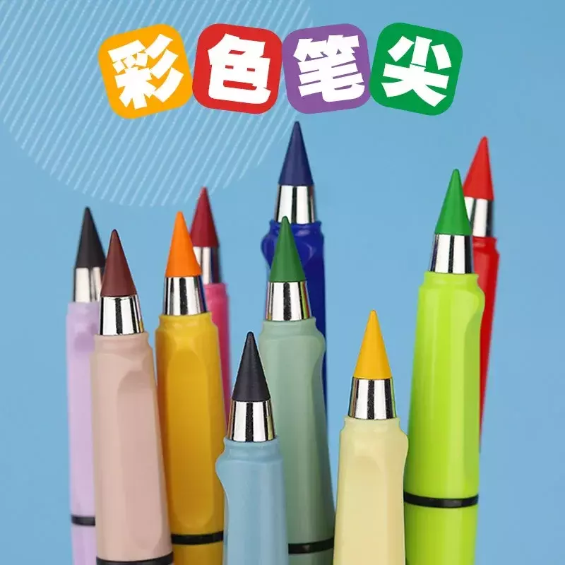 Lápiz eterno de 12 colores para niños, escritura ilimitada, bolígrafo lindo infinito, boceto, pintura, papelería, crayones Kawaii, suministros escolares