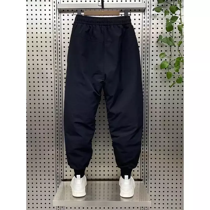 Calça de algodão cargueiro masculina, bolsos grandes, calça térmica masculina, tendência de inverno, calça, 2023