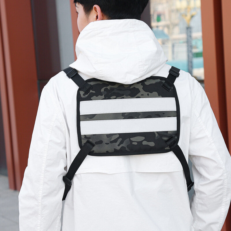 Taktyczna wojskowa torba na klatkę piersiowa kamizelka Outdoor Hip hop Fitness sportowy mężczyzn ochronna odblaskowa wierzchnia kamizelka kamizelka wędkarska rowerowa