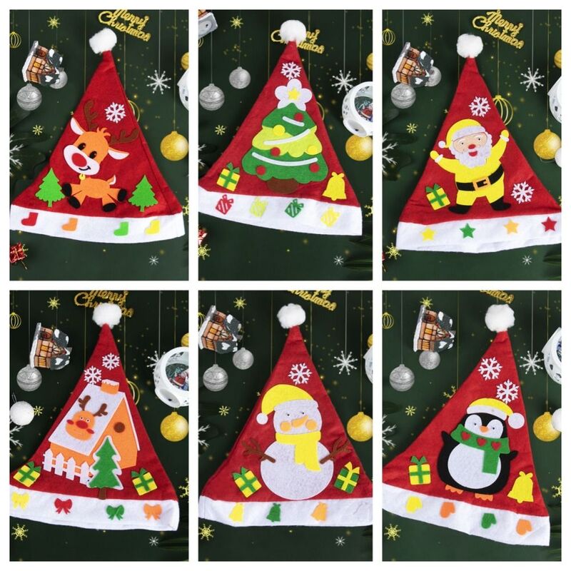 Non-woven Fabric Handmade Santa Hat Kriss Kringle Santa Claus Kriss Kringle Hat Christmas Tree Elk Kids Xmas Arts Hats Party