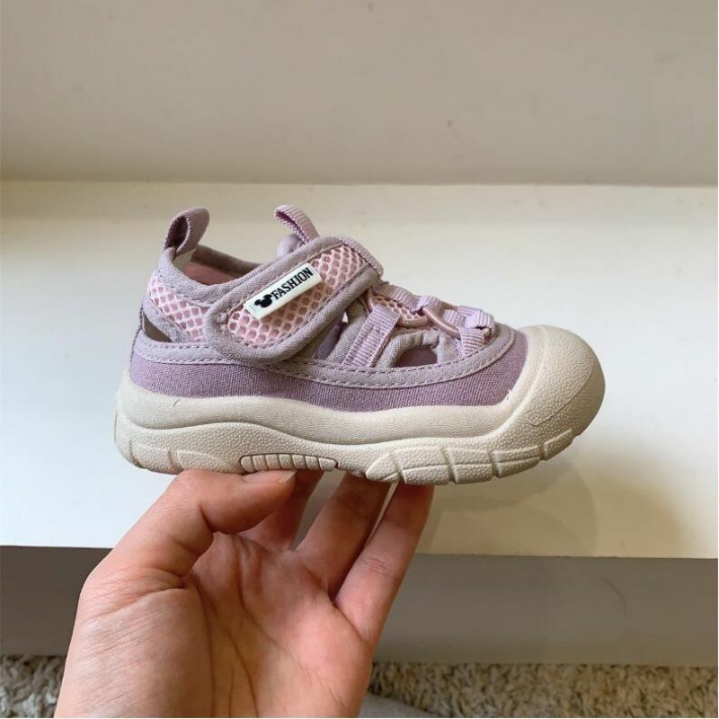 Sapatos infantis de lona oca respirável, sandálias infantis, sapatos de bebê feminino, sapatos de jardim de infância, verão 2024