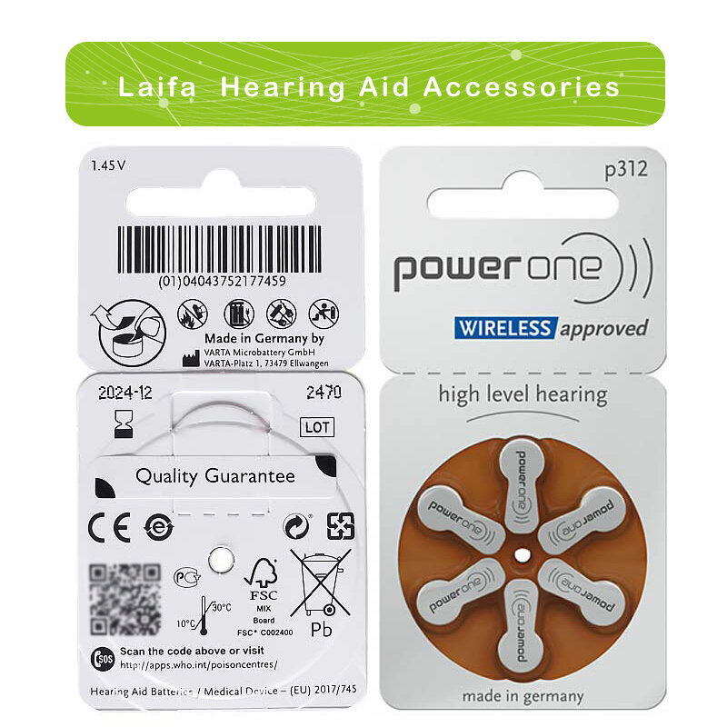 60 PCS Powerone Zinc Air Hearing Aid Batteries for ITC CIC 312 312A A312 PR41 Hearing Aid Battery Welcome Dropship