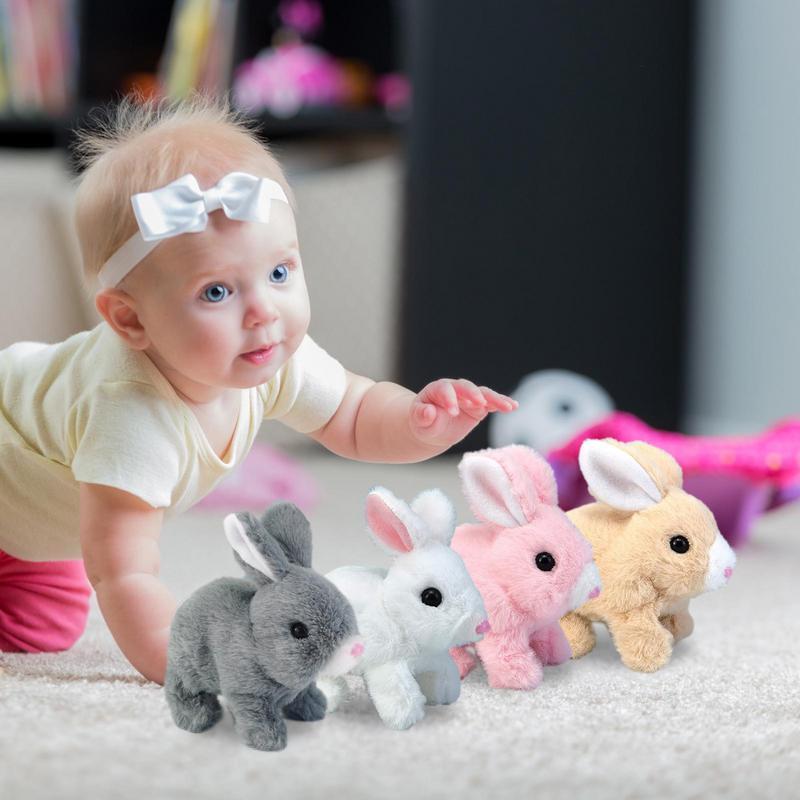 전기 토끼 장난감 인터랙티브 전자 애완 동물 봉제 토끼 장난감, 산책 짖는 입 이동, 어린이 생일 선물
