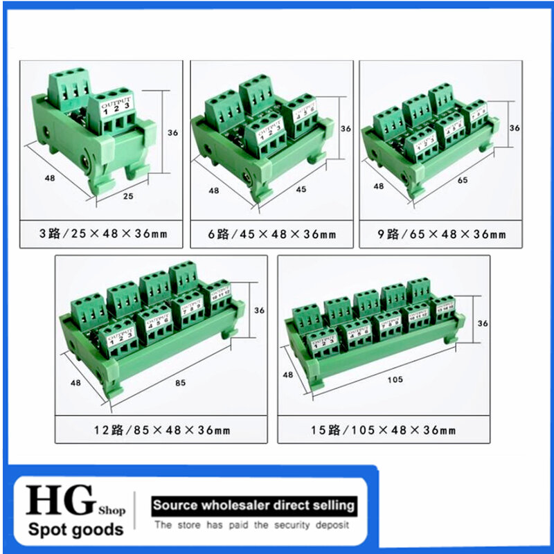 Bloque de terminales de diodo antiretroceso, bloque de terminales PLC, tipo guía, 1A, 2A, 3A, 1000V, 3-15