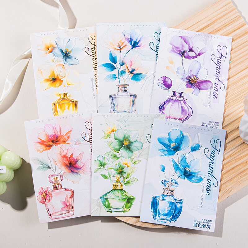 12 Pak/LOT vas wangi seri periode bunga dekorasi album foto stiker hewan peliharaan