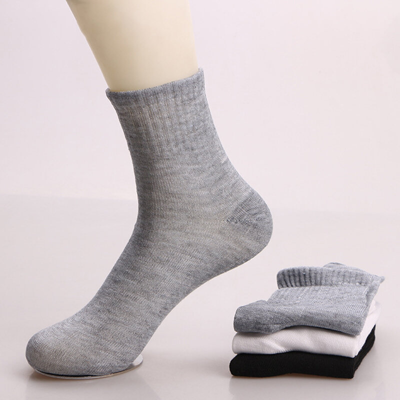 5 Pairs All Seasons Men's Business Casual Cotton Socks Spring Summer Autumn Winter Solid Colors Crew Socks Male Breathable Socks