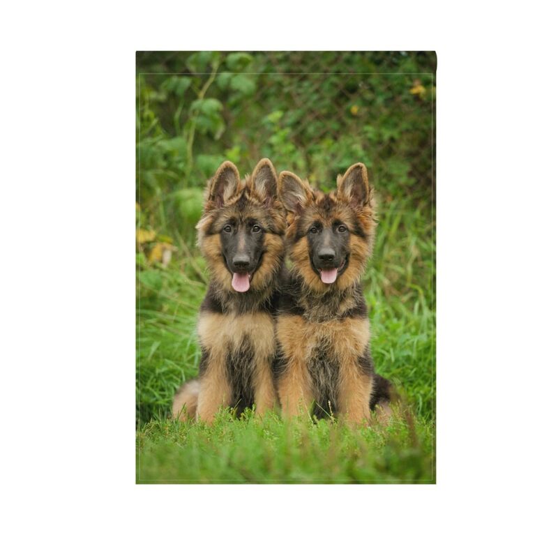 German Shepherd Dog Garden Flag Kawaii Oil Painting Style Pet Puppy Flag for Outdoor Lawn and Home Terrace Decor Double-Sided