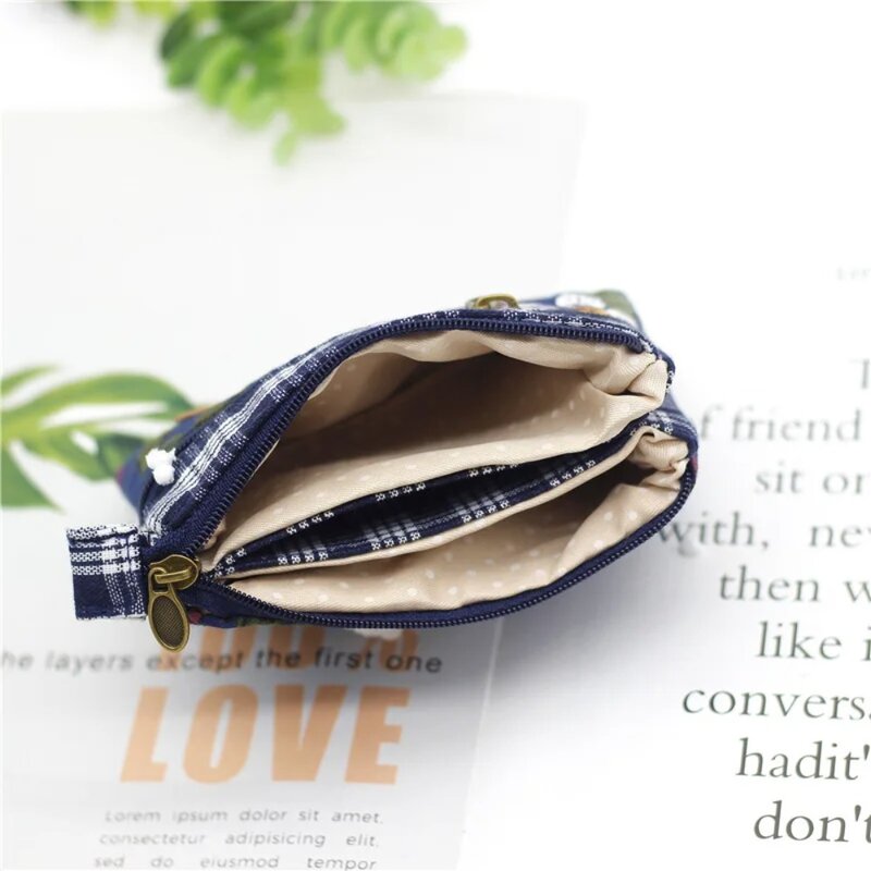 Small Coin Purse New Cotton Fabric Multi-layer Change Bag Storage Bag Girls Woman