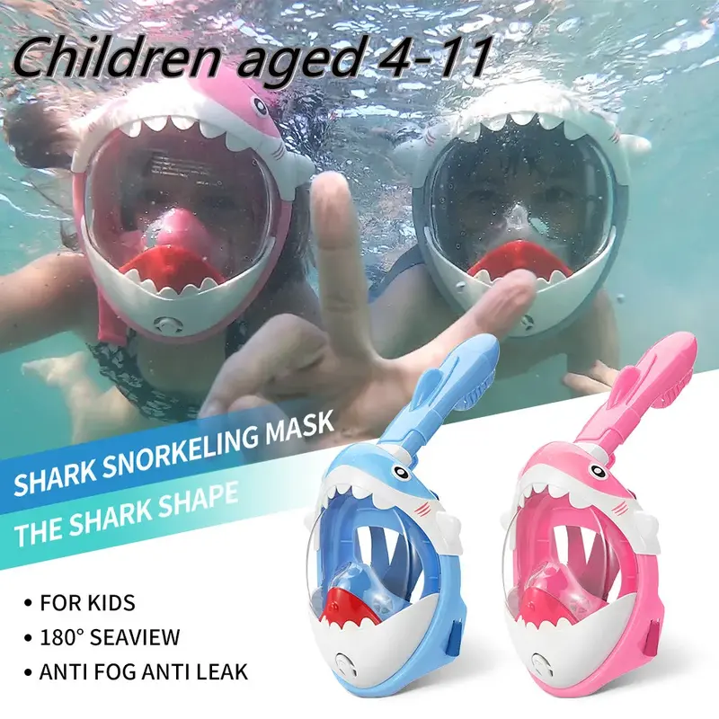Kids Swimming Equipment Snokeling Support Goggles Full Face Diving Mask Swim and Snorkel 4~11 Years Children's Masks