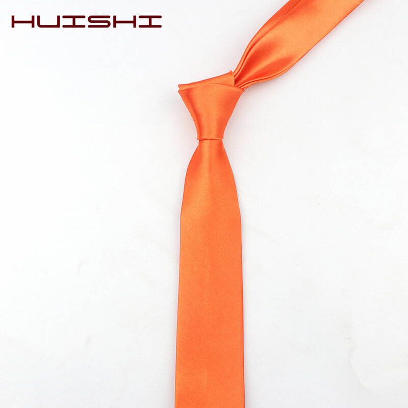 HUISHI-gravata fina de poliéster masculina, corvo estreito para festa formal, acessório diário de camisa vermelha e azul, 38 cores sólidas, na moda