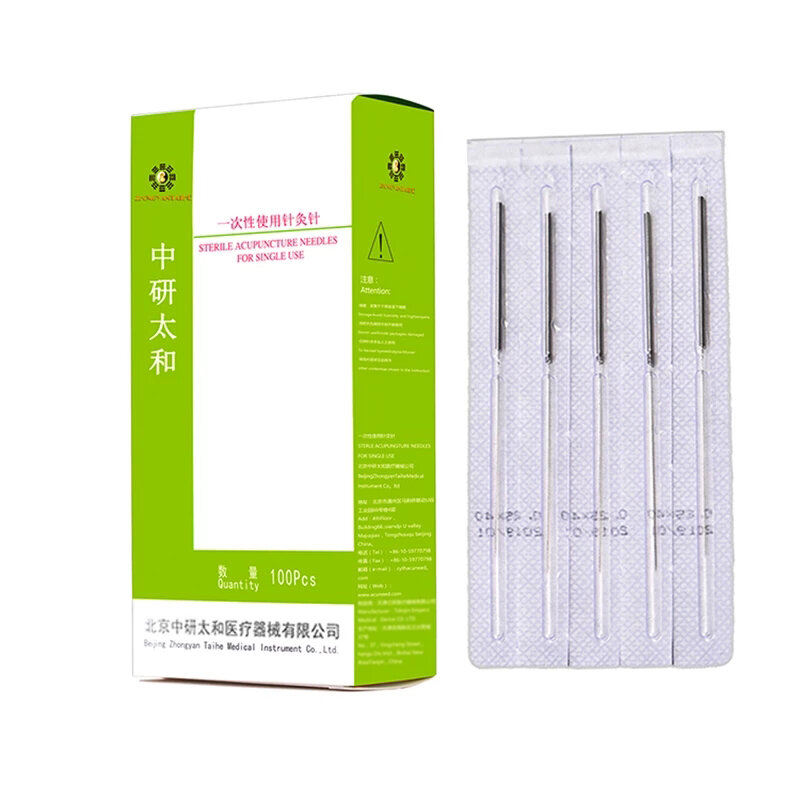 Zhongyan taihe-agulha de acupuntura, 100pcs, descartável, estéril, para massagem de beleza, frete grátis