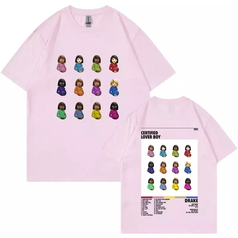 Rapper Drake zertifizierte Liebhaber Junge Album drucken Grafik T-Shirt Unisex Hip Hop Mode T-Shirt Herren 100% Baumwolle übergroße T-Shirts